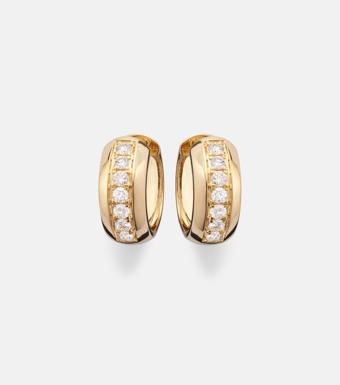 14kt gold huggie earrings with diamonds | Stone and Strand