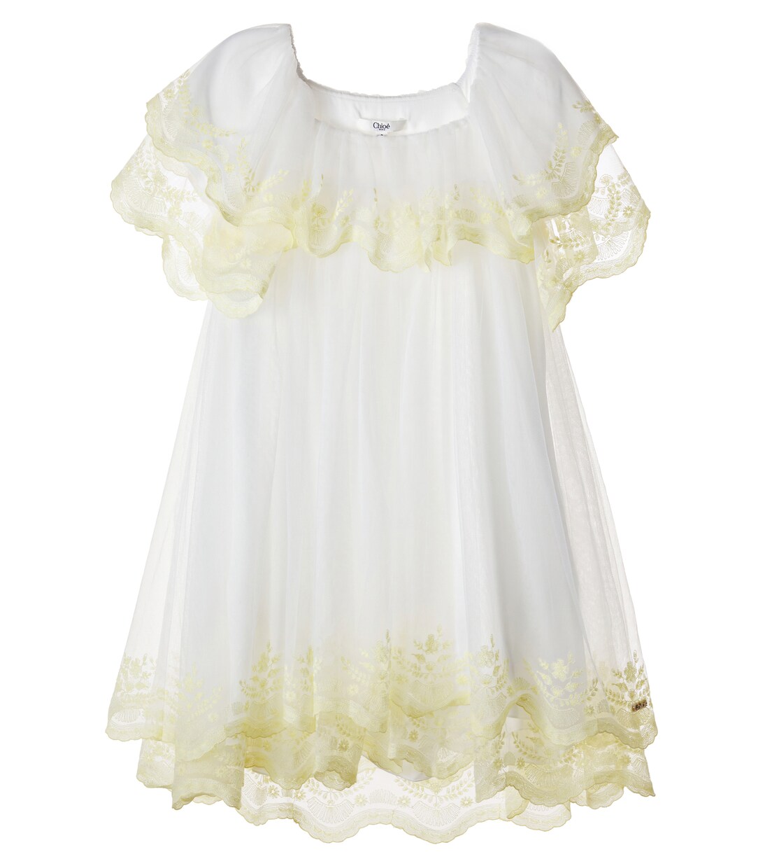 Embroidered tulle dress | Chloé Kids