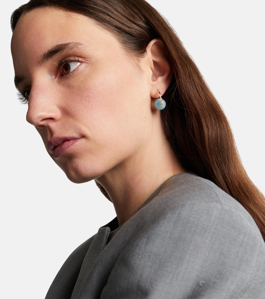 Ohrringe aus 14kt Gelbgold (585/1000) mit Diamanten und Aquamarin | Sydney Evan