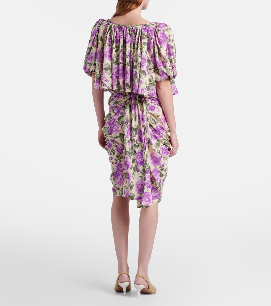 Draped floral silk midi skirt | Chloé