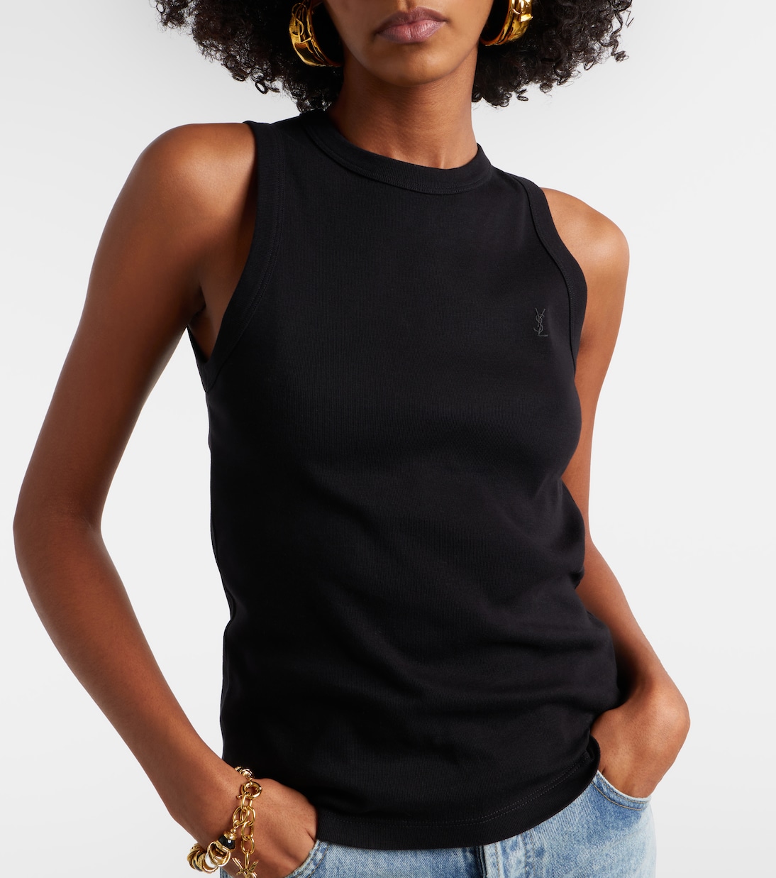 Cassandre ribbed-knit cotton tank top | Saint Laurent