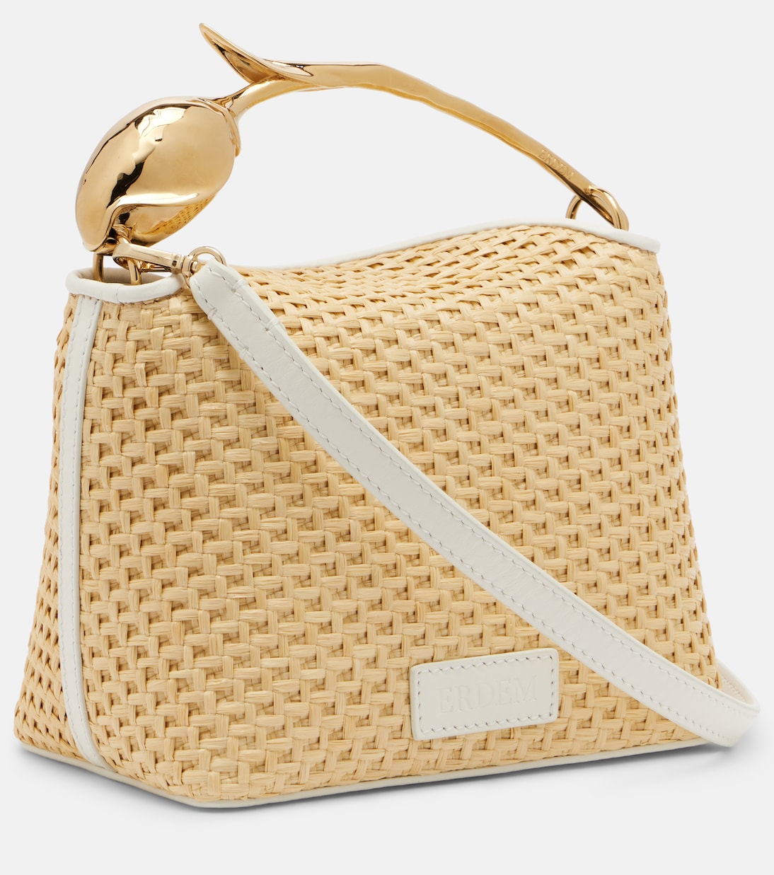 Bloom Mini leather-trimmed raffia top-handle bag | Erdem