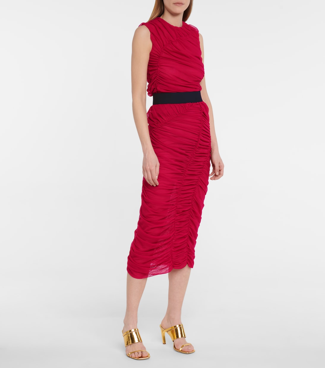 Ruched mesh midi skirt | Dries Van Noten