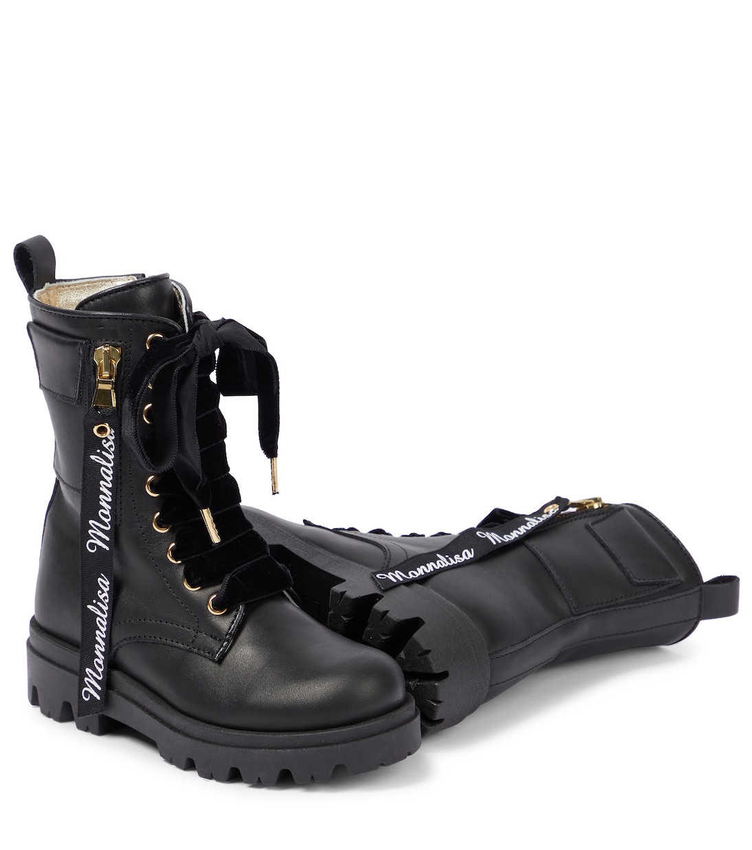 Verzierte Schnürstiefel aus Leder | Monnalisa