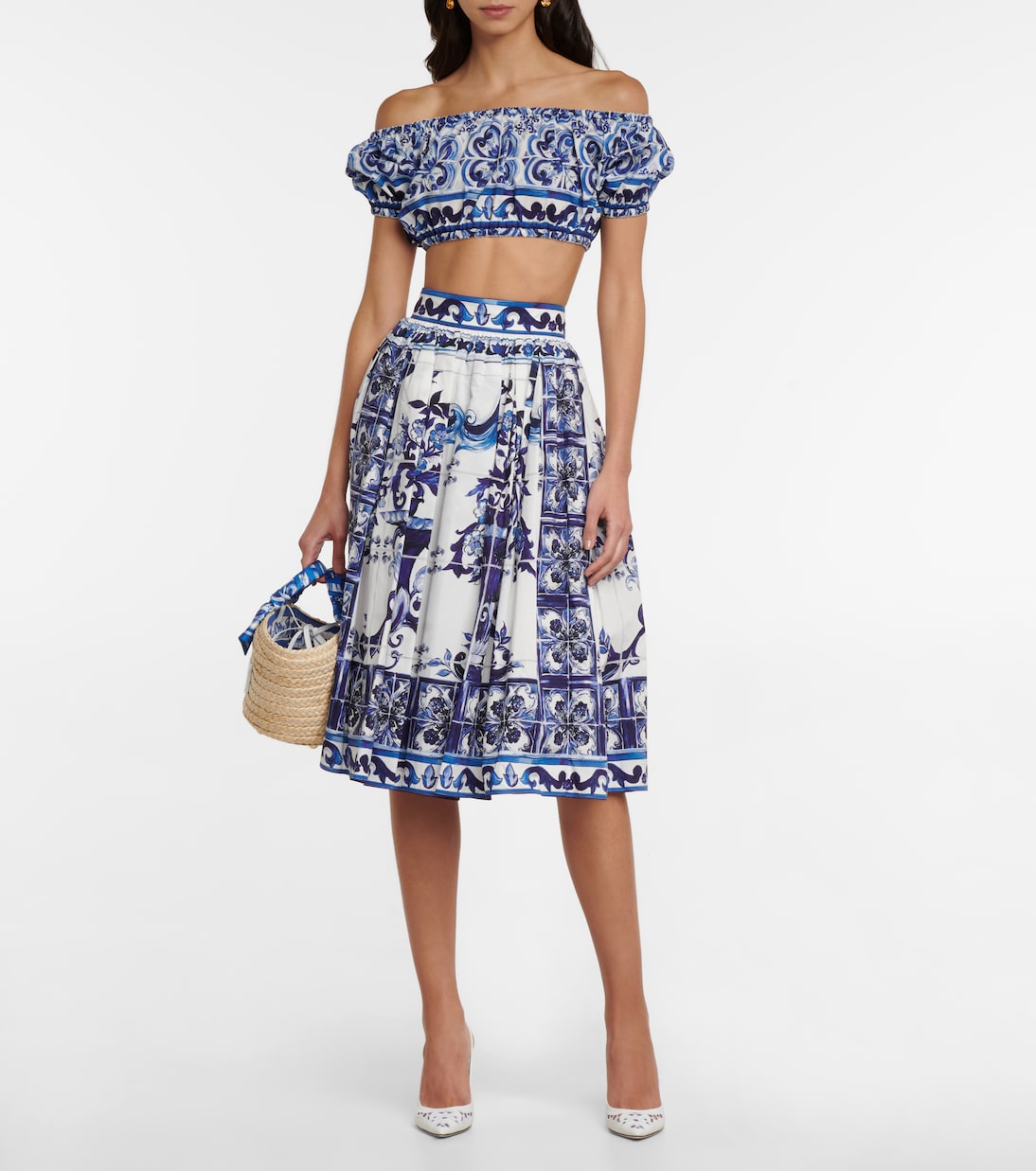 Printed cotton crop top | Dolce&Gabbana