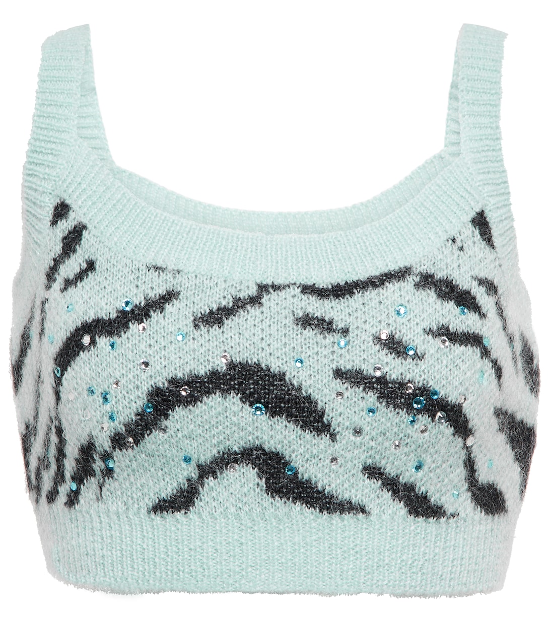 Zebra intarsia wool-blend crop top | Alessandra Rich
