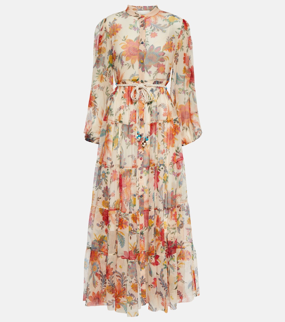 Vestido largo Ginger de seda floral | Zimmermann