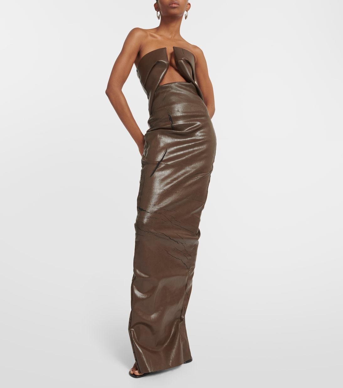 Strapless coated denim gown | Rick Owens