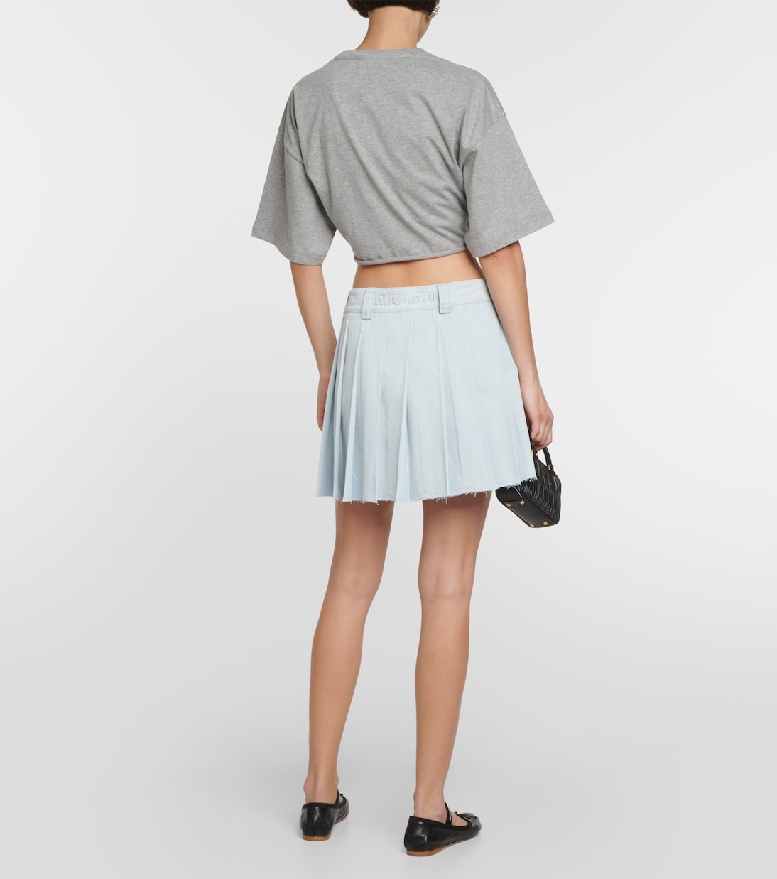 Top cropped in cotone con logo | Miu Miu