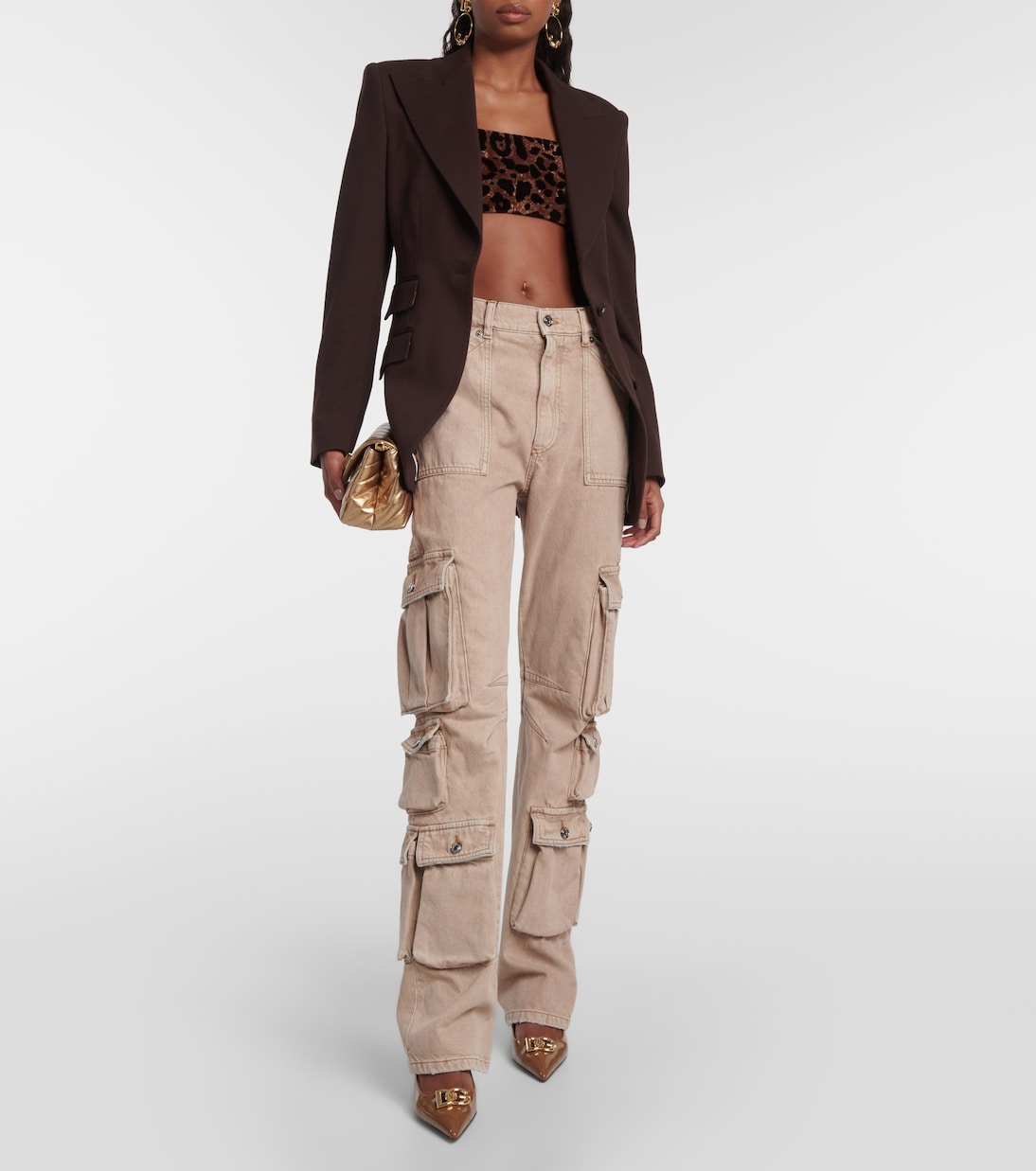 Pantaloni cargo in cotone a vita alta | Dolce&Gabbana