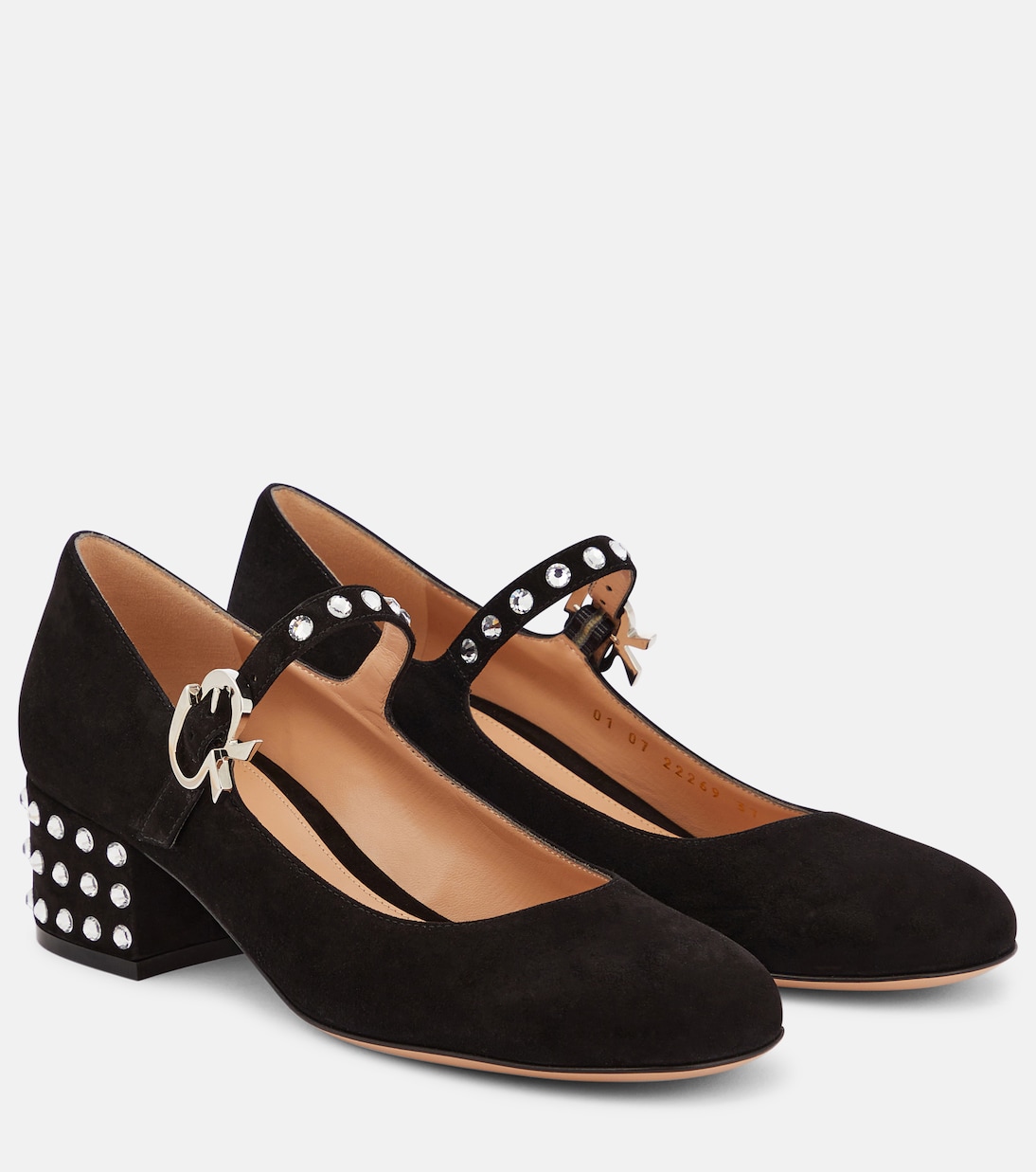 Escarpins Crystal Mary Ribbon 45 en daim | Gianvito Rossi