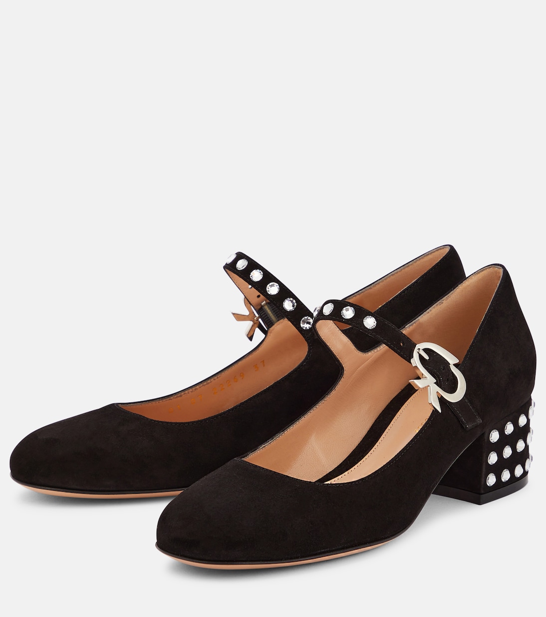 Escarpins Crystal Mary Ribbon 45 en daim | Gianvito Rossi