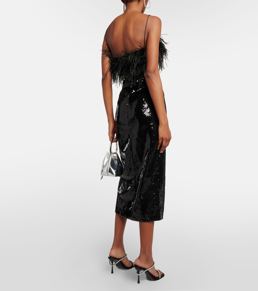 Nika feather-trimmed midi dress | Rebecca Vallance