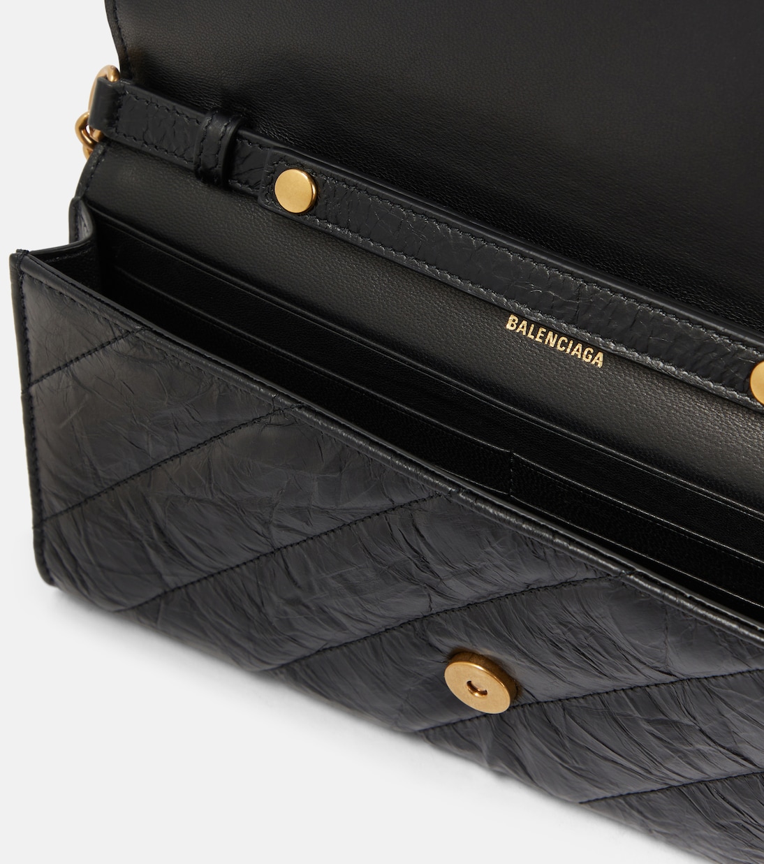 BALENCIAGA Portafoglio in pelle trapuntata con catena, ideale per giovani