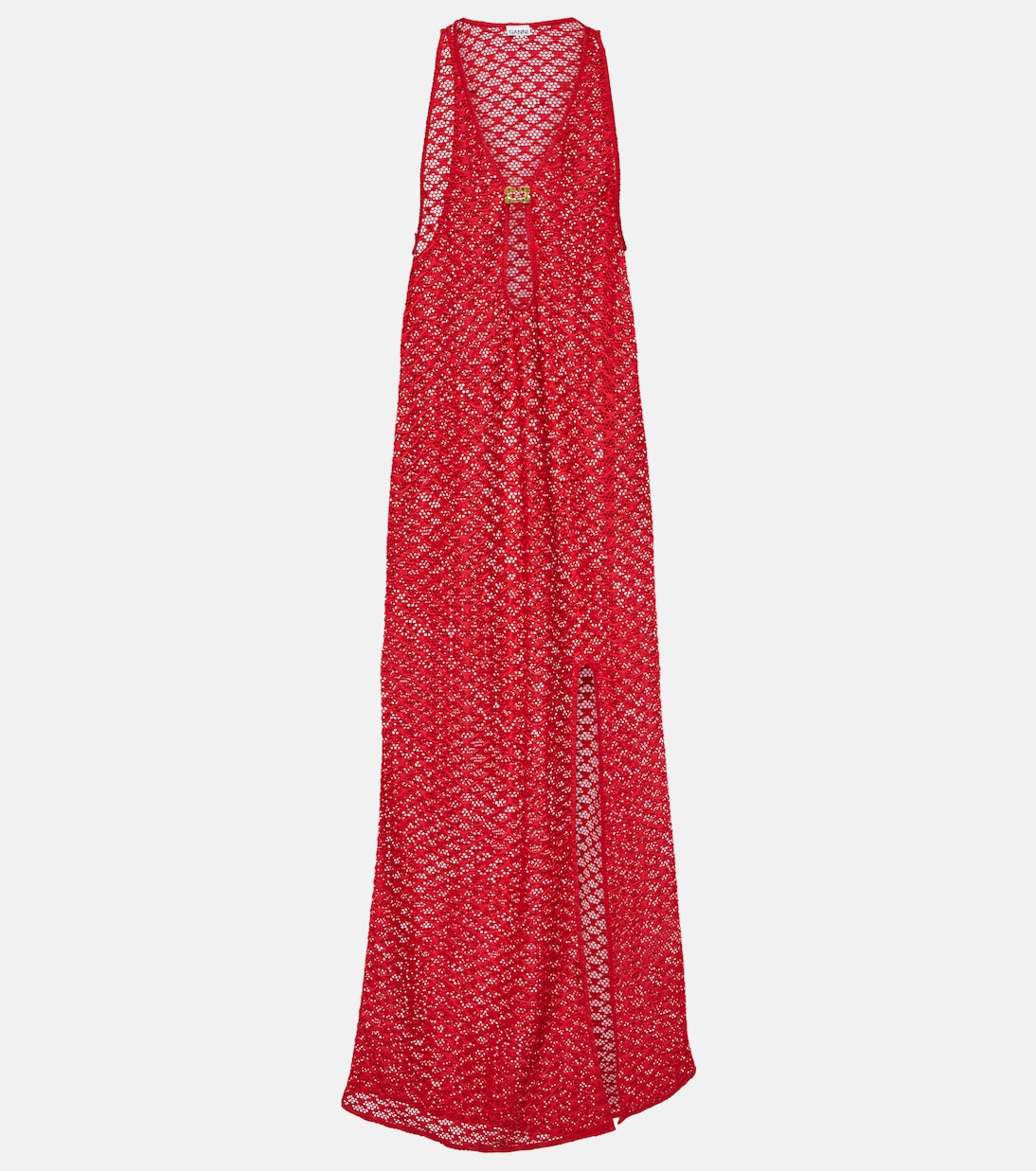 Cutout mesh maxi dress | Ganni