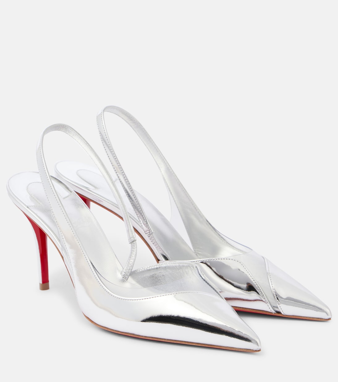 Posticha 80 metallic leather slingback pumps in silver Christian Louboutin Mytheresa