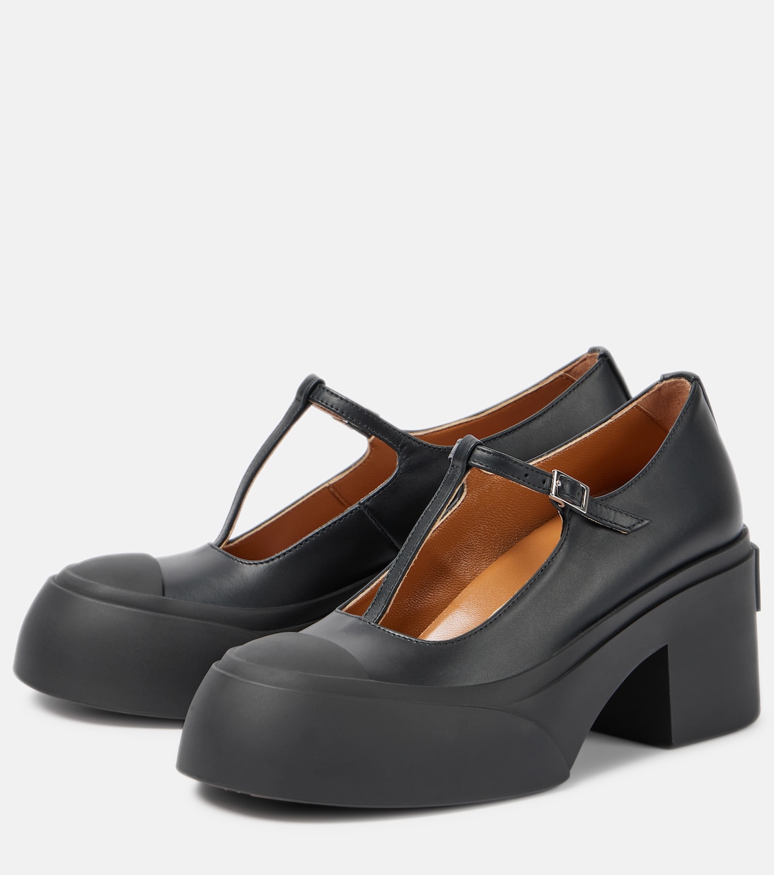 Salones Mary Jane Pablo de piel con logo | Marni