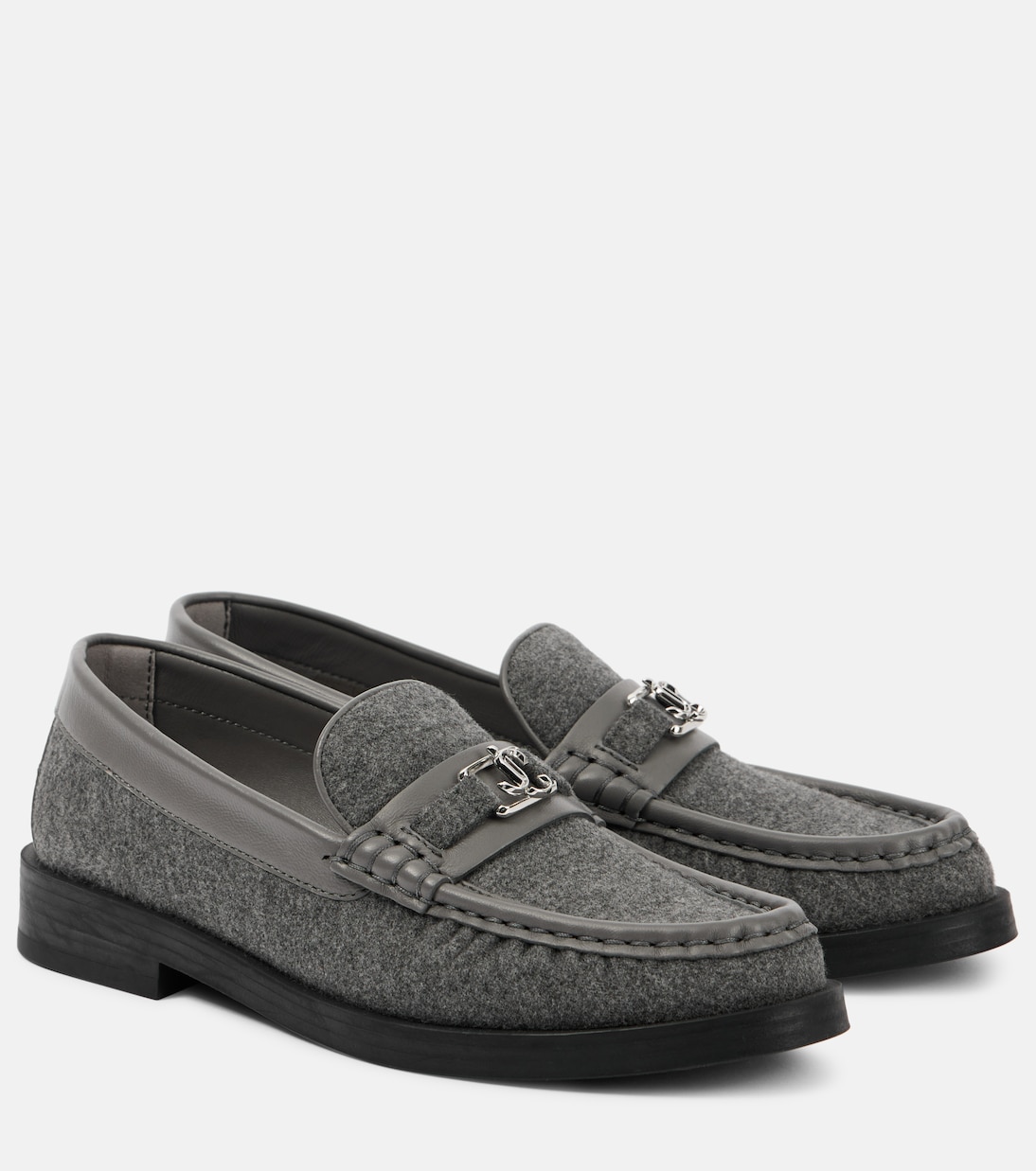 Addie leather-trimmed felt loafers | Jimmy Choo