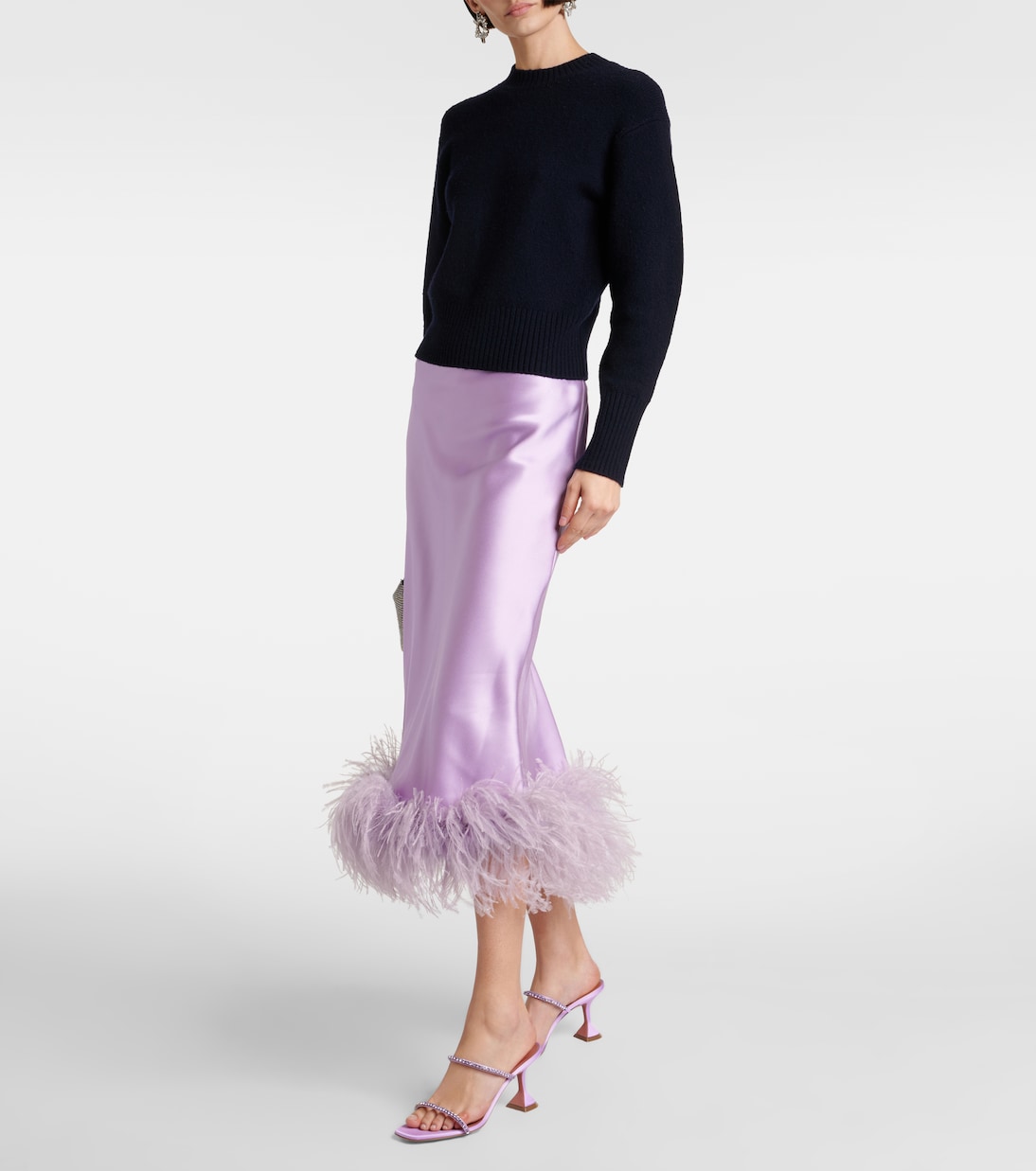 Mules Gilda 70 en satin à ornements | Amina Muaddi
