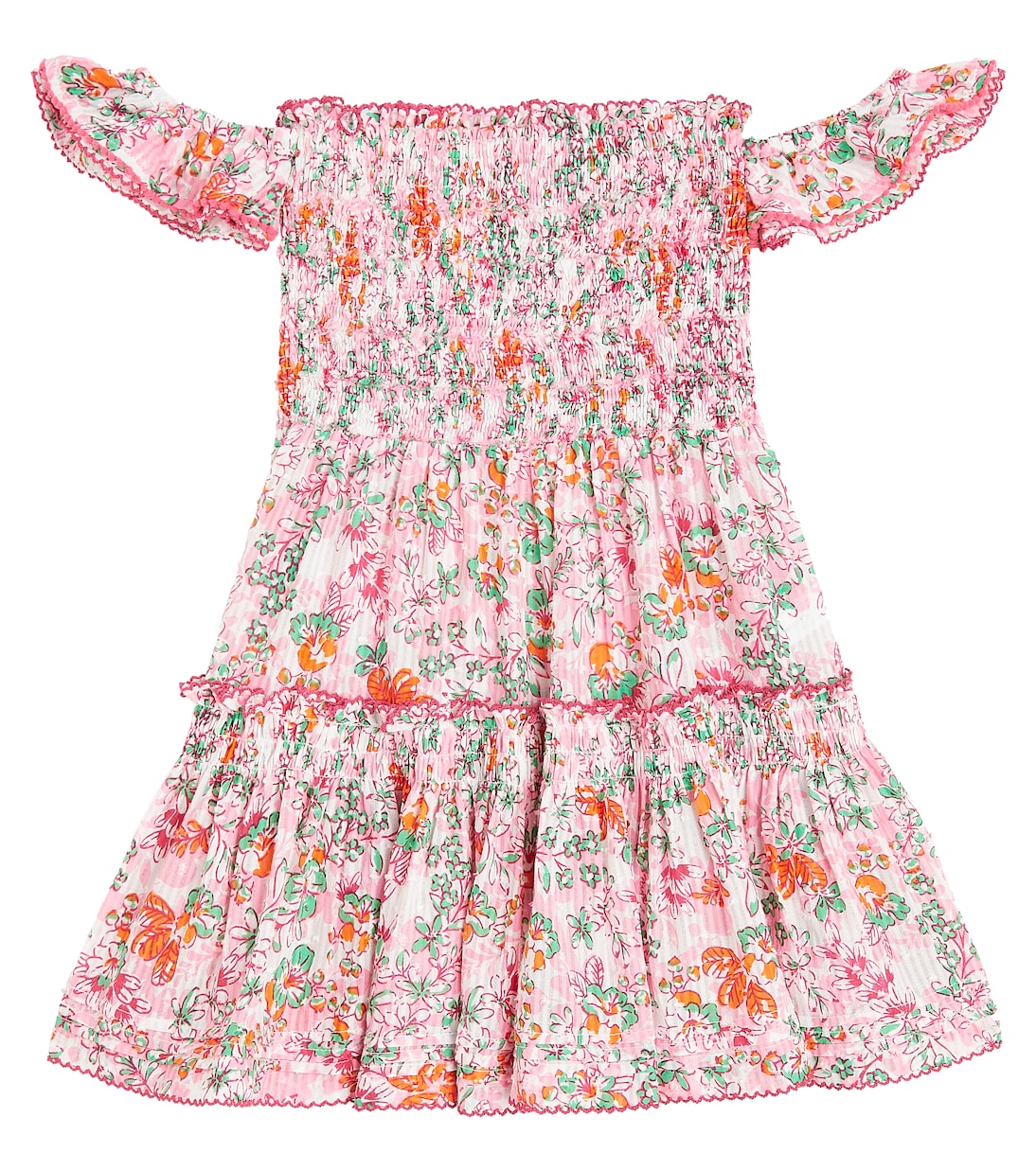 Robe Aurora rayée en coton à fleurs | Poupette St Barth Kids