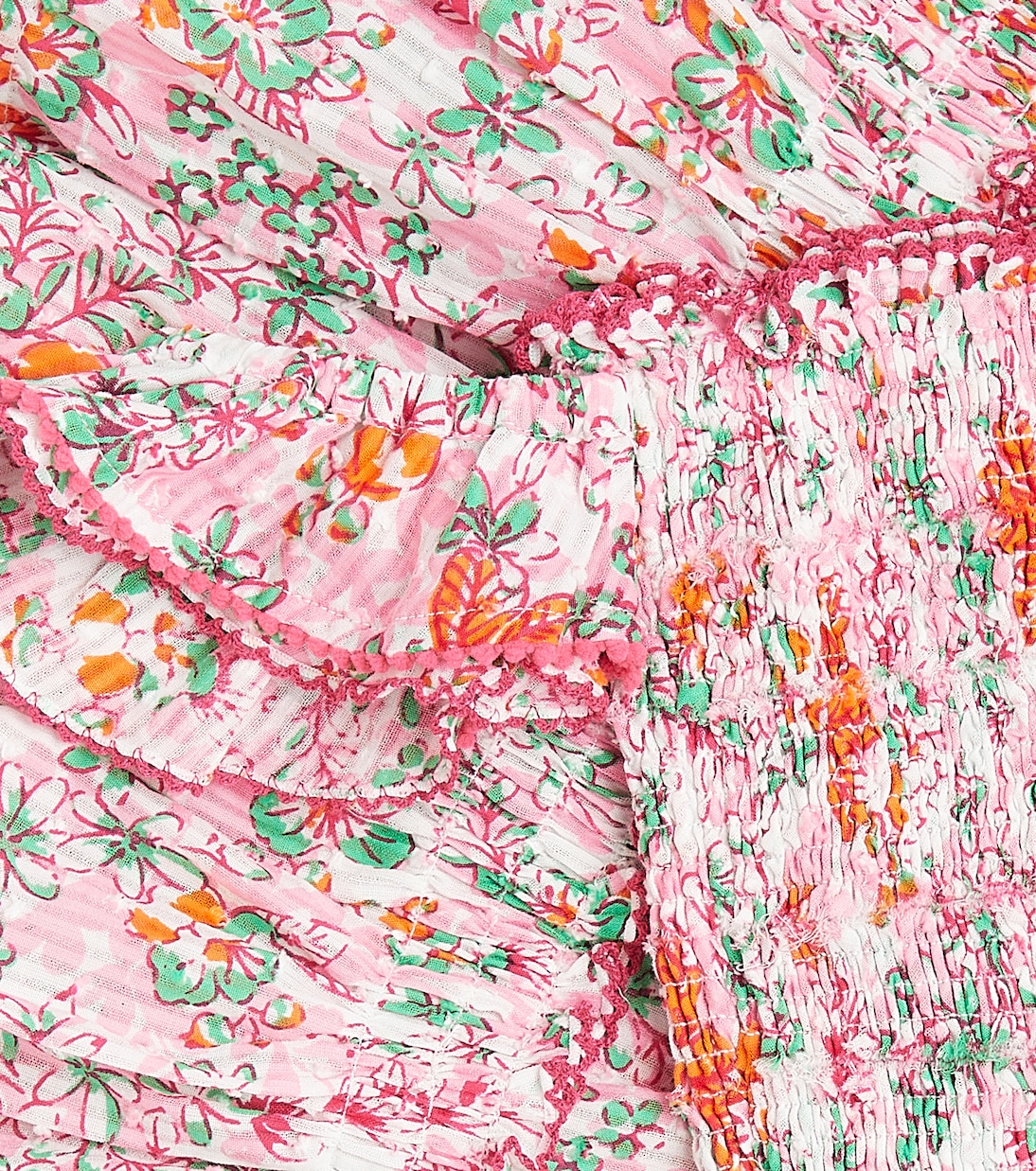 Robe Aurora rayée en coton à fleurs | Poupette St Barth Kids