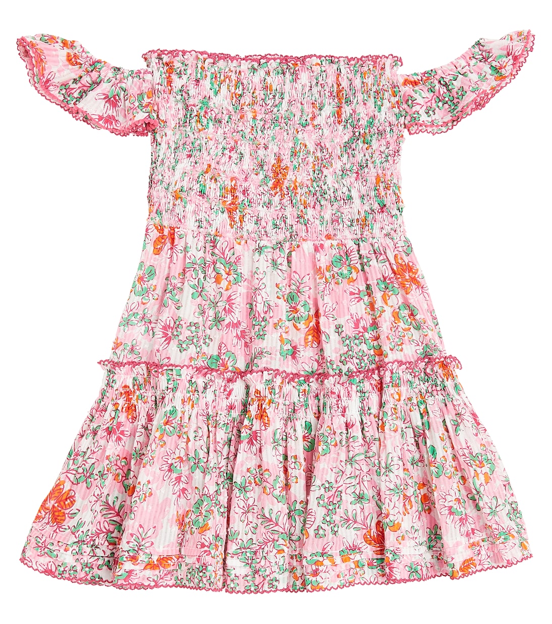 Robe Aurora rayée en coton à fleurs | Poupette St Barth Kids