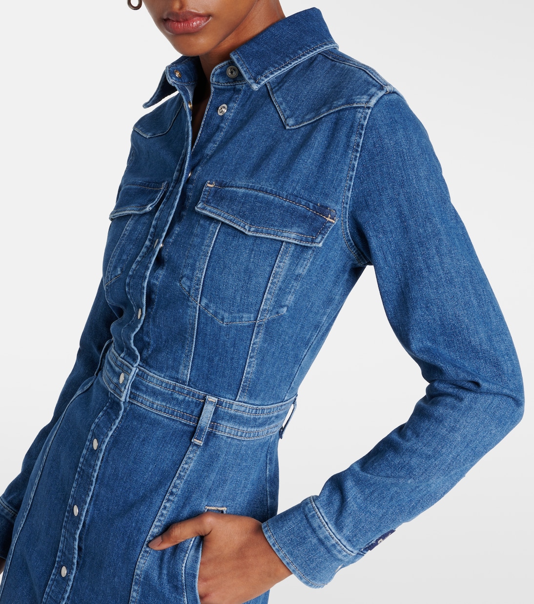 Denim midi dress | 7 For All Mankind