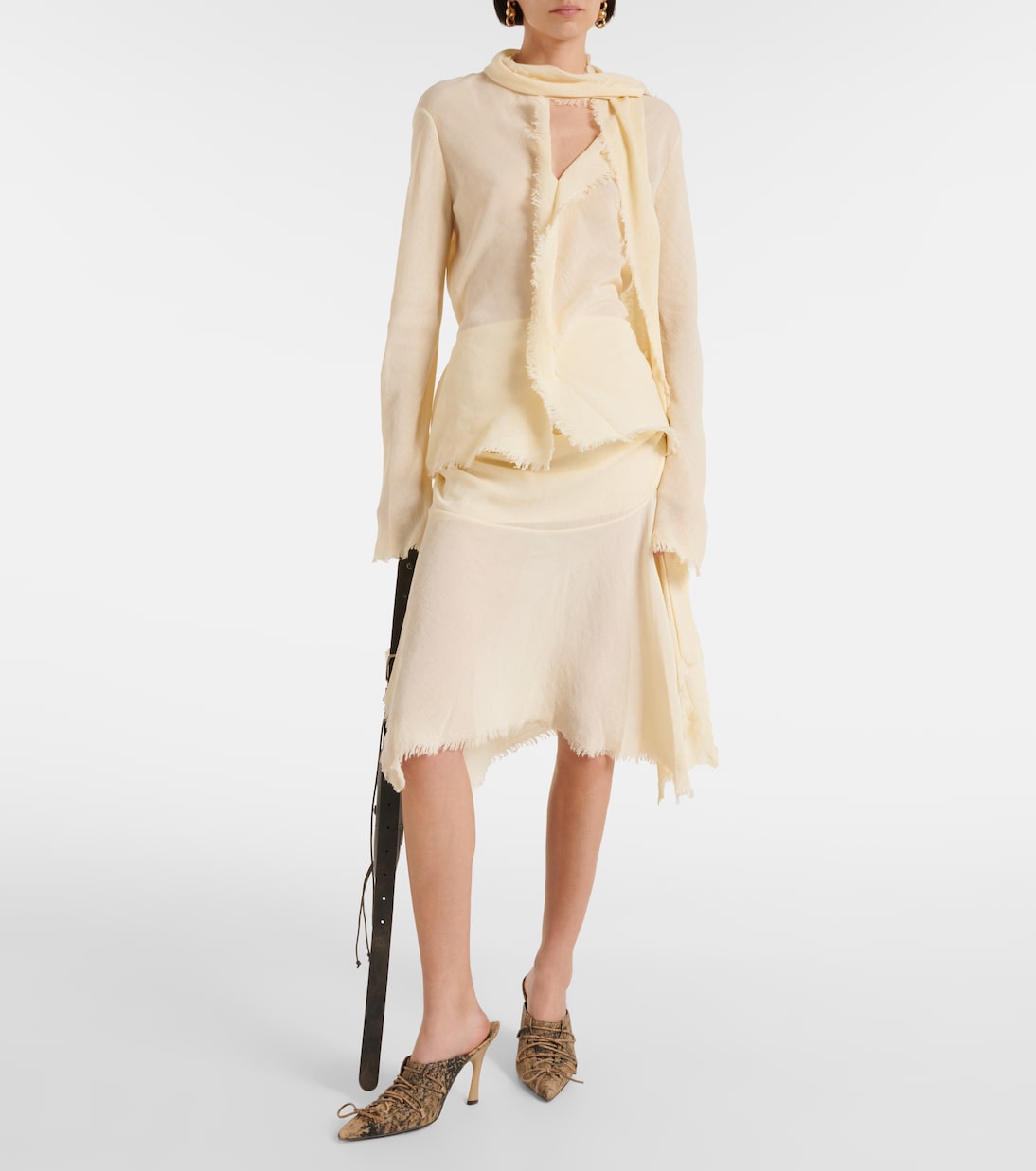 Falda midi drapeada de crepé | Acne Studios