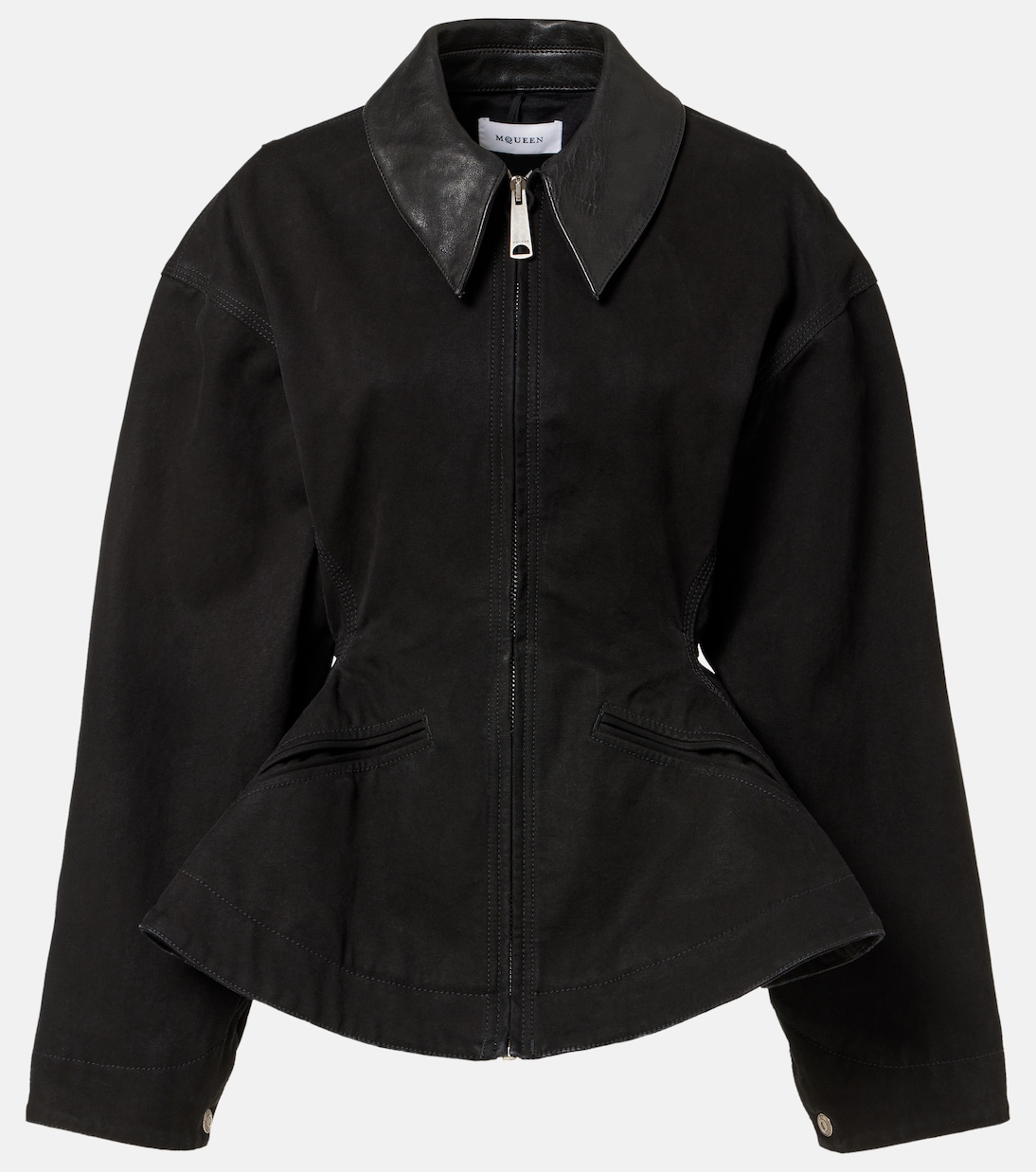 Chaqueta de Lona Algodón Estilo McQueen con Detalle Peplum para Jóvenes Modernos