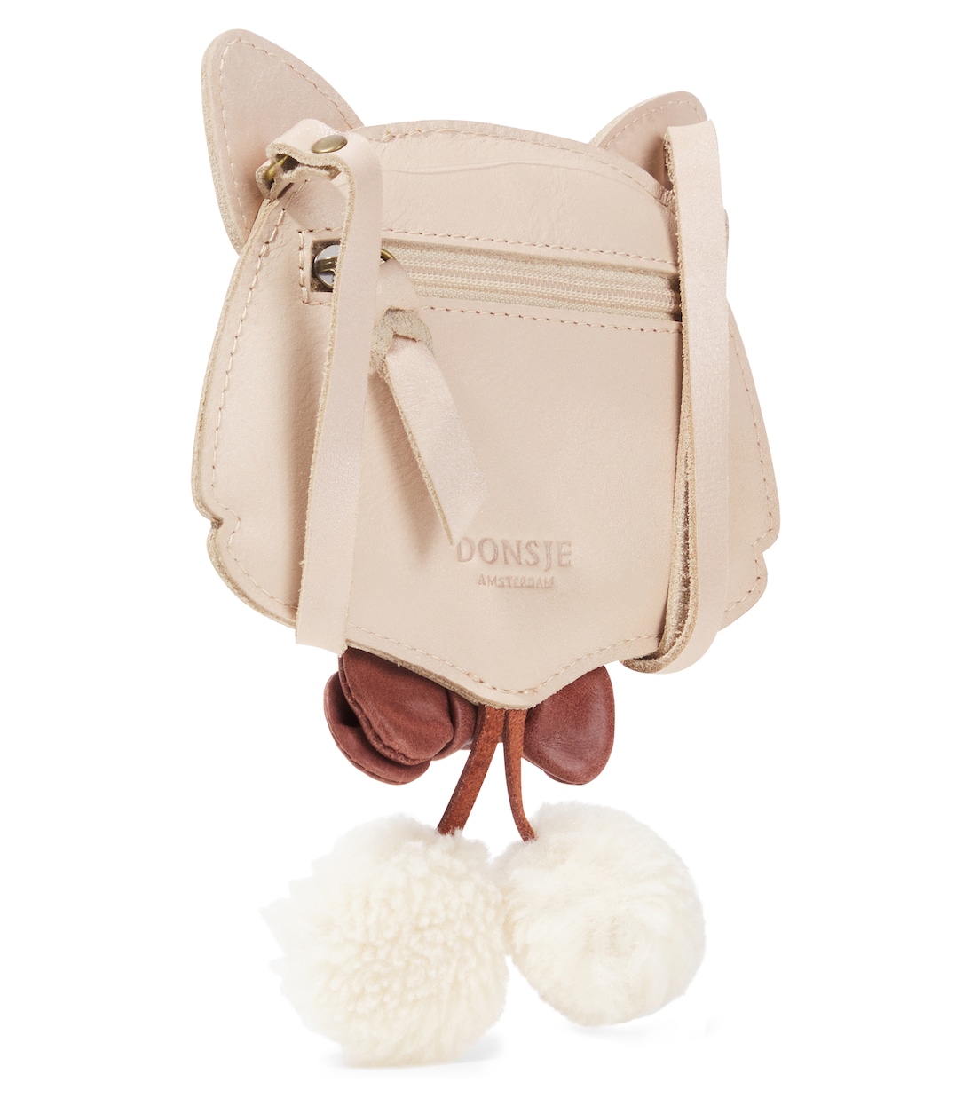 Pua pompom-trimmed metallic leather backpack | Donsje