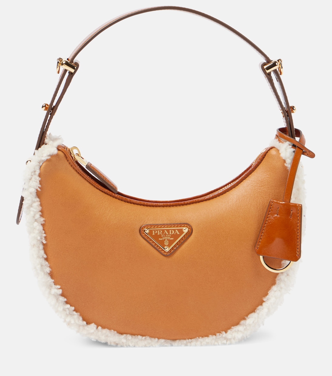 Sac Arqué Small en cuir et shearling | Prada