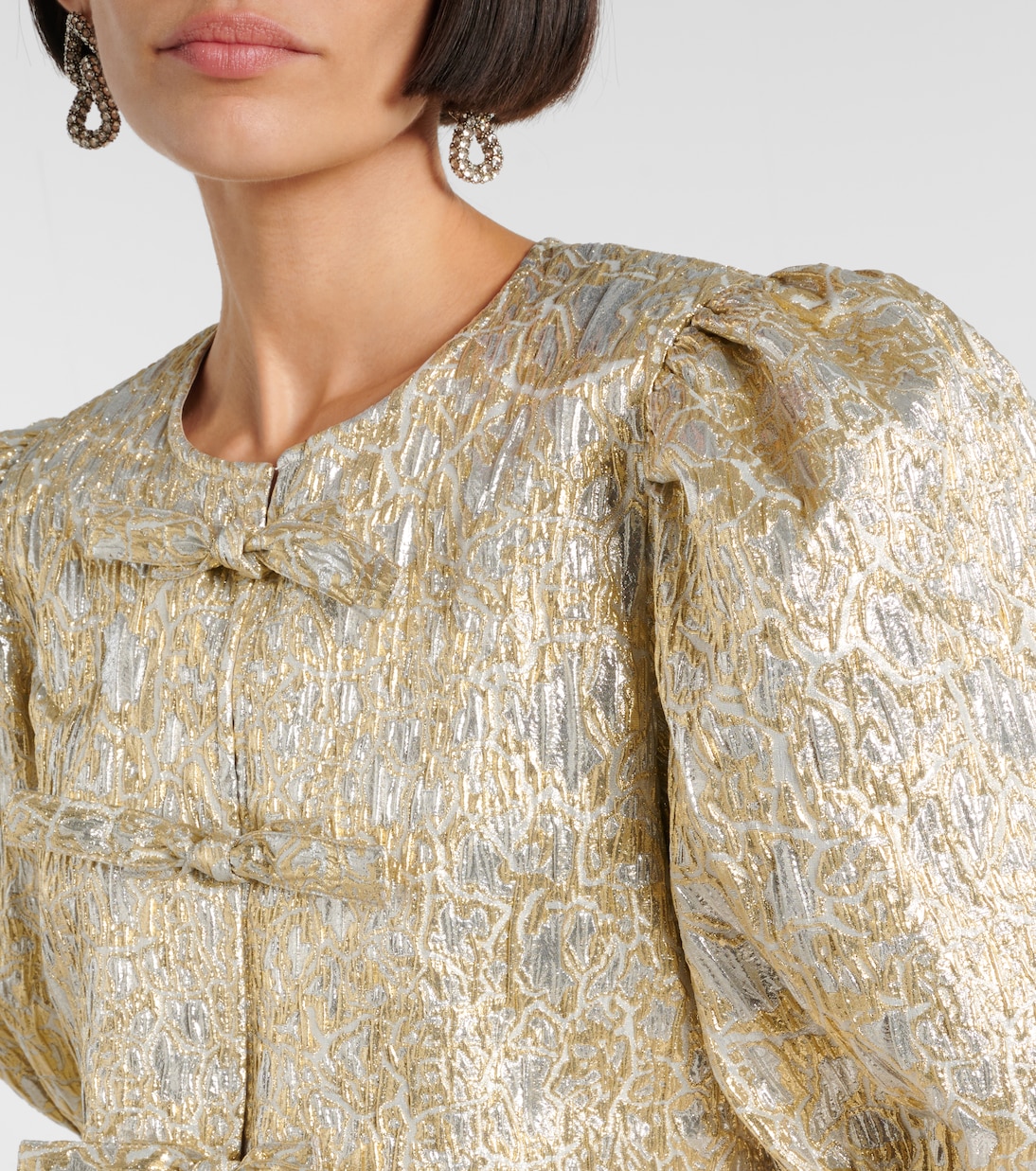 Top in broccato con maniche a sbuffo | Ganni