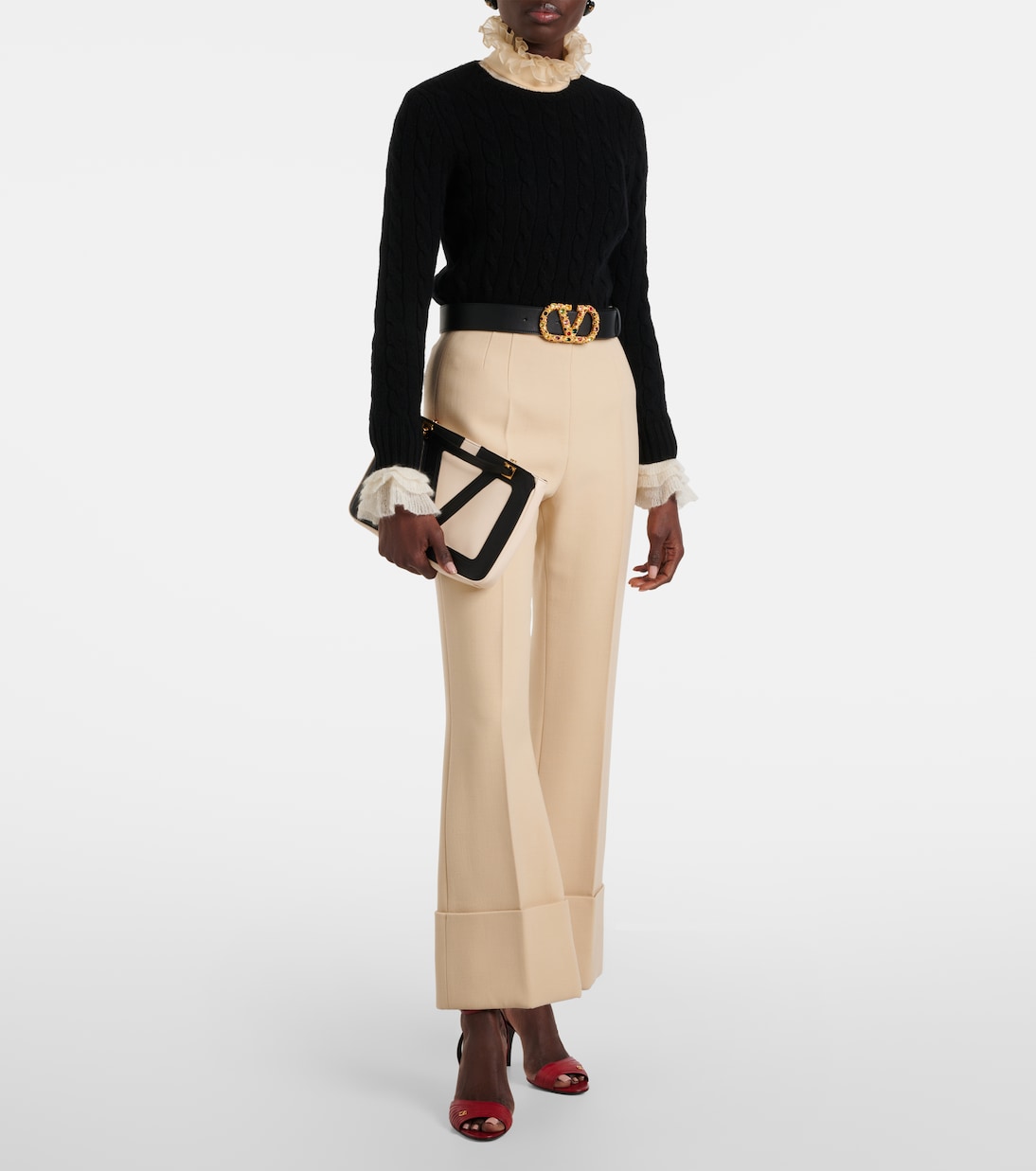 Pantalon flare en laine vierge | Valentino