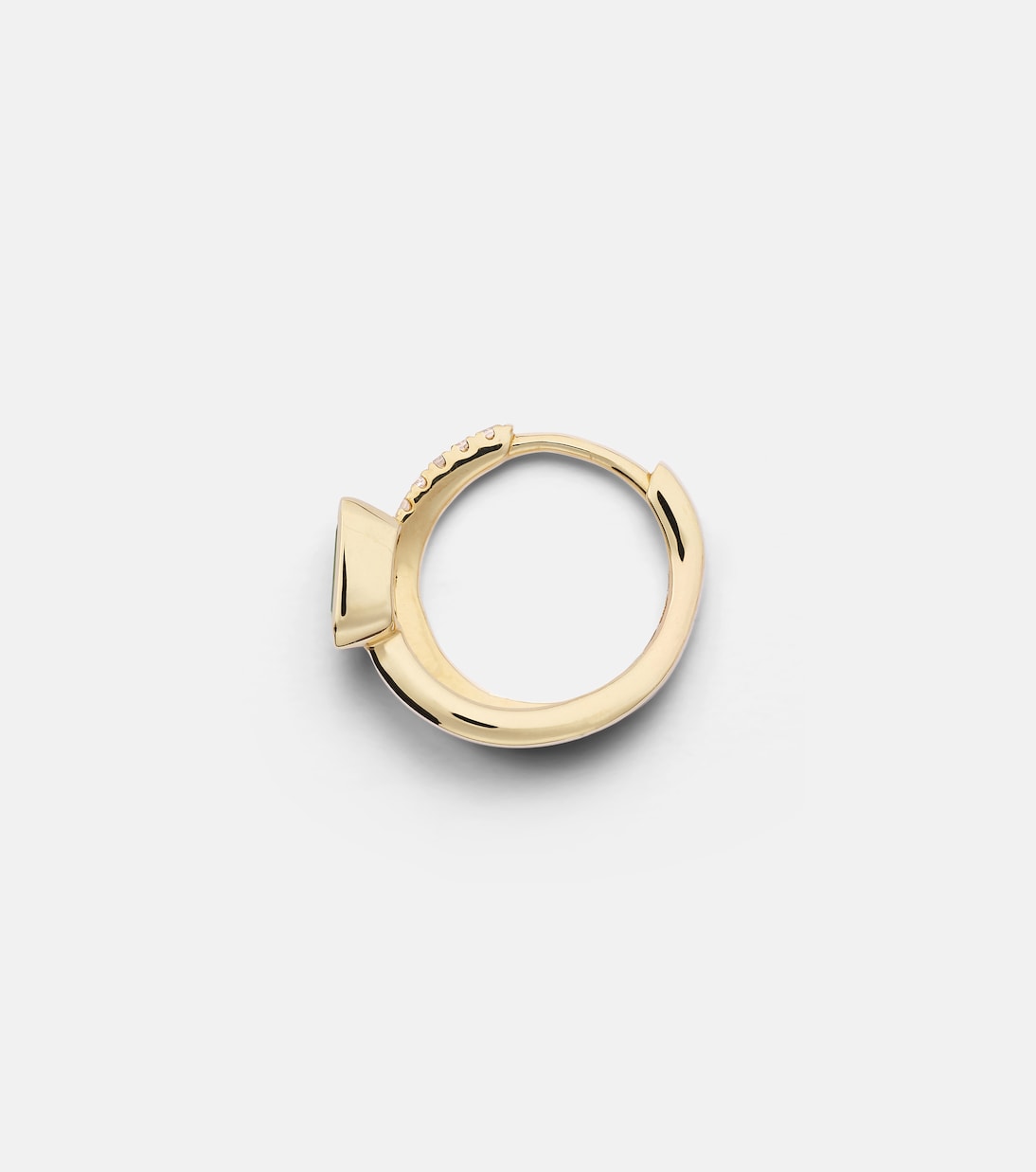 Orecchini a cerchio singolo in oro 14kt ROXANNE con diamanti e granato, design moderno per giovani