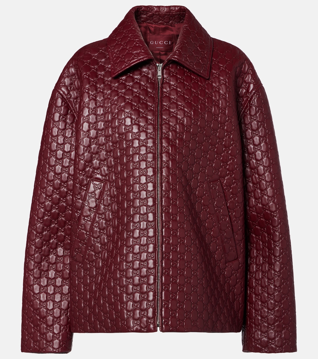 GG debossed leather jacket | Gucci