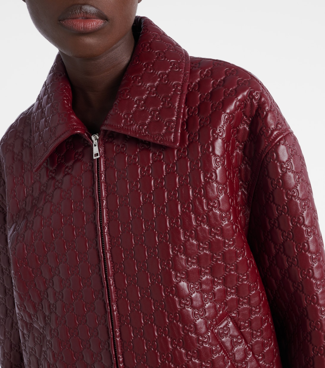 GG debossed leather jacket | Gucci
