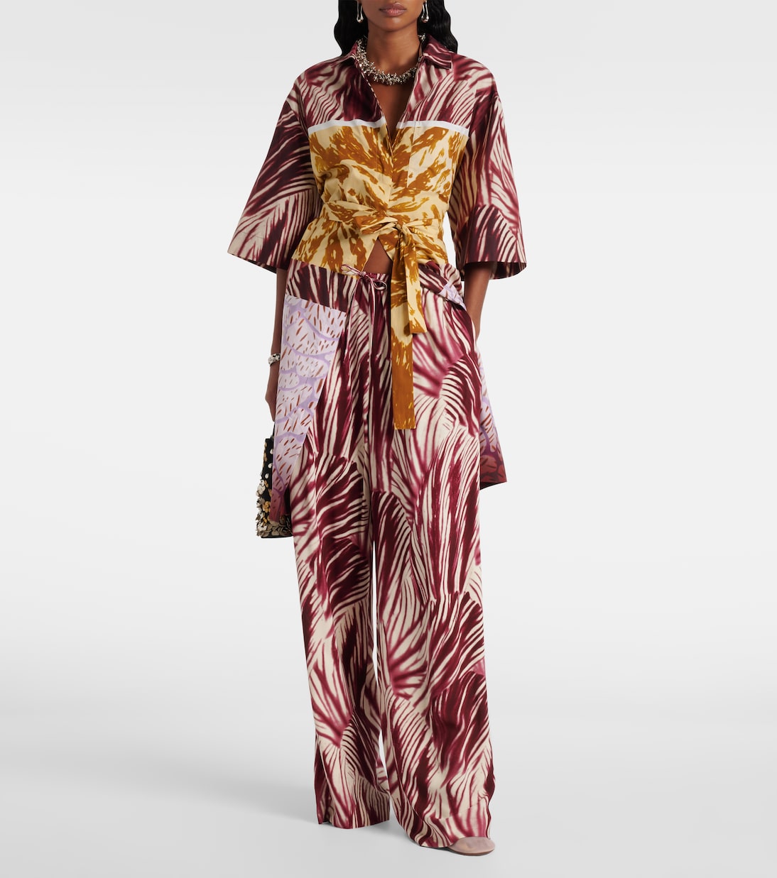 Pantaloni a gamba larga in crêpe con stampa | Dries Van Noten