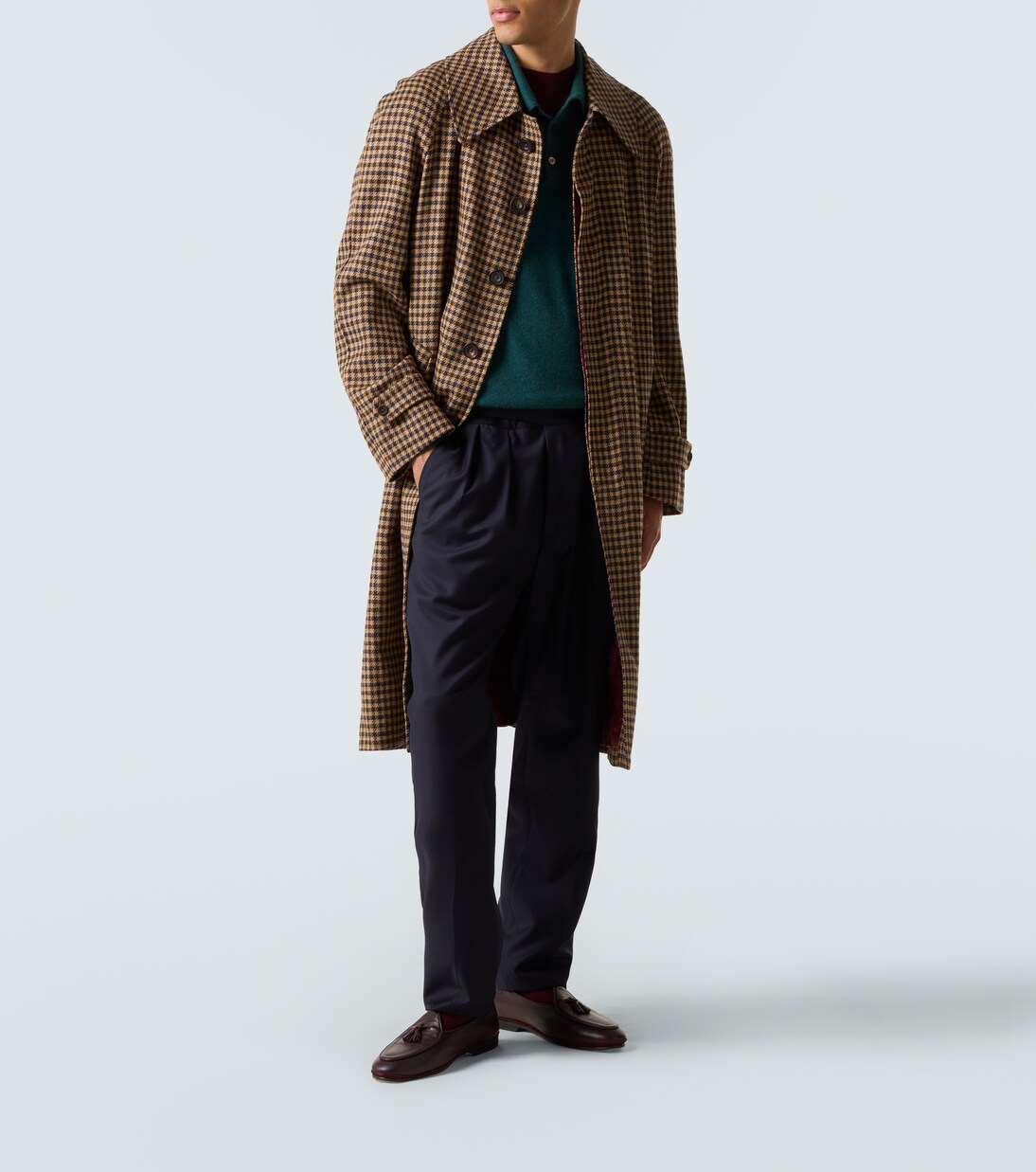 Houndstooth virgin wool coat | Rubinacci