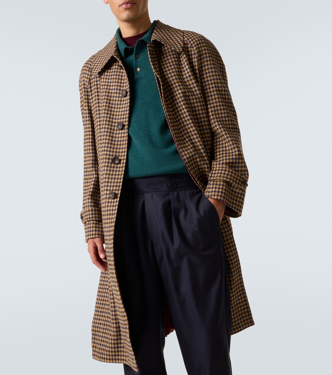 Houndstooth virgin wool coat | Rubinacci