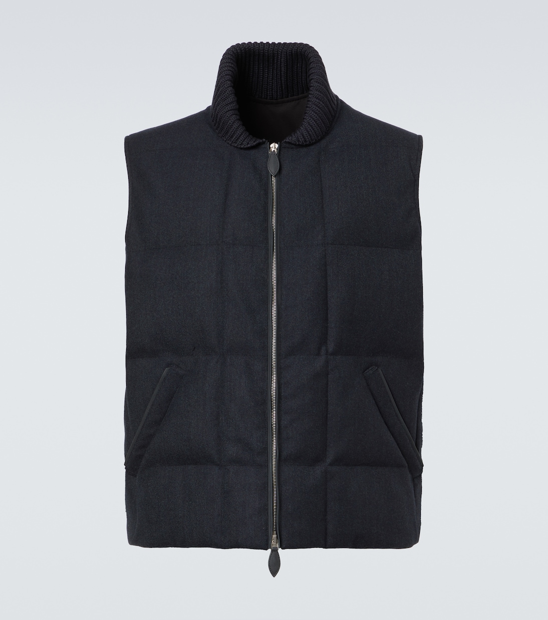 Leather-trimmed quilted wool-blend vest | Berluti