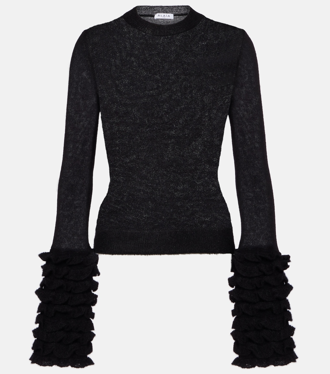 Ruffled sheer mohair-blend top | Alaïa