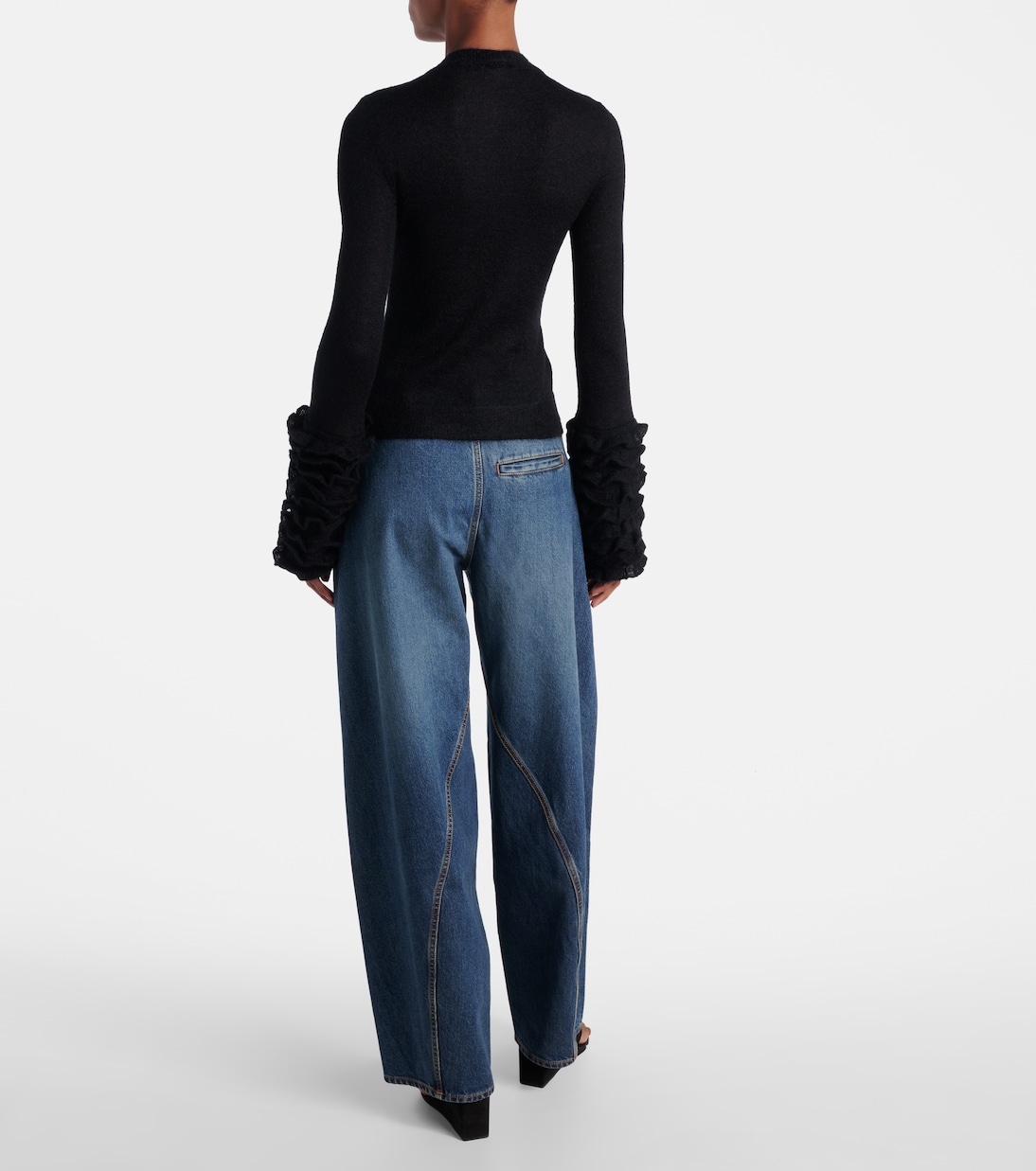 Ruffled sheer mohair-blend top | Alaïa