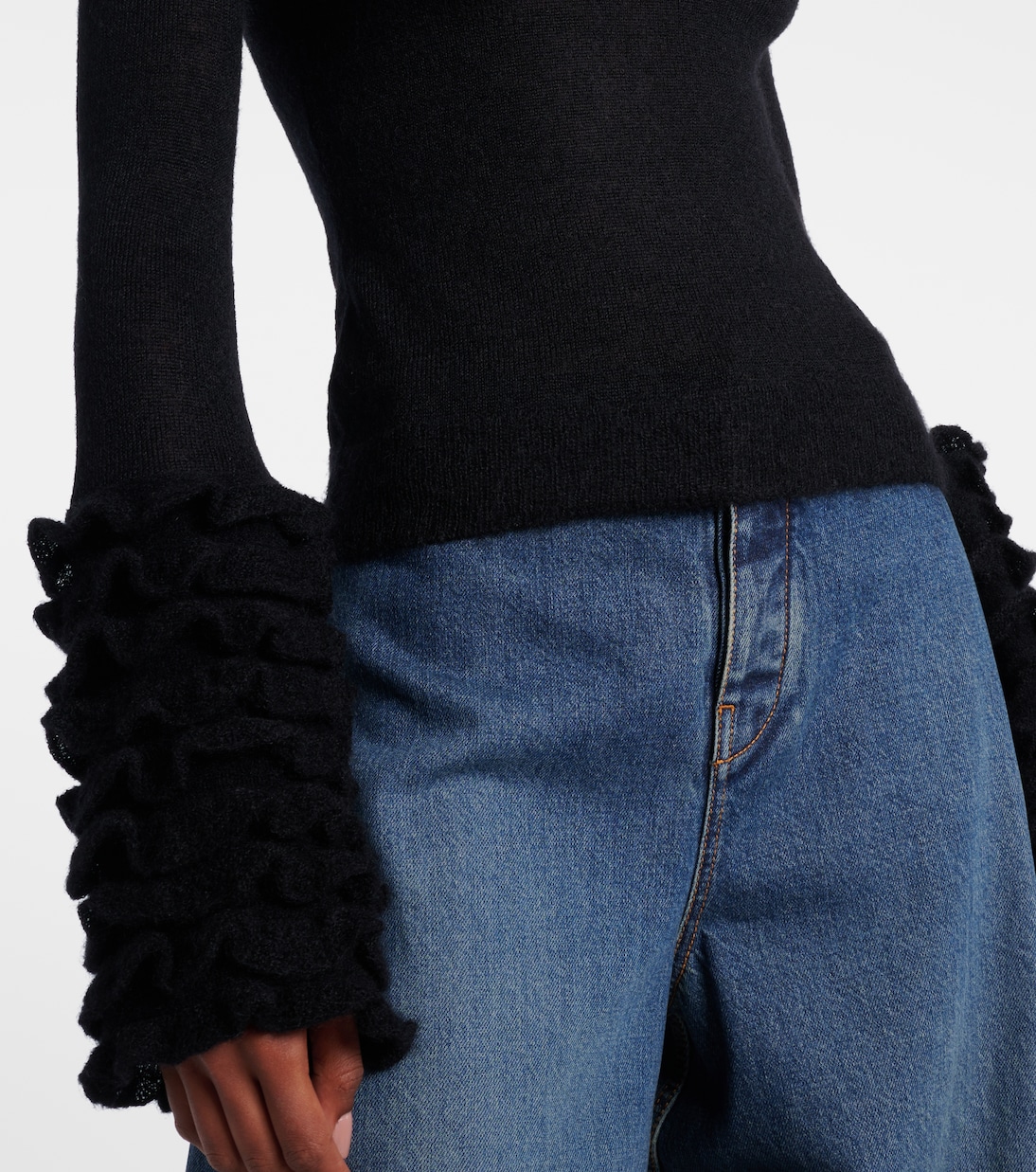 Ruffled sheer mohair-blend top | Alaïa