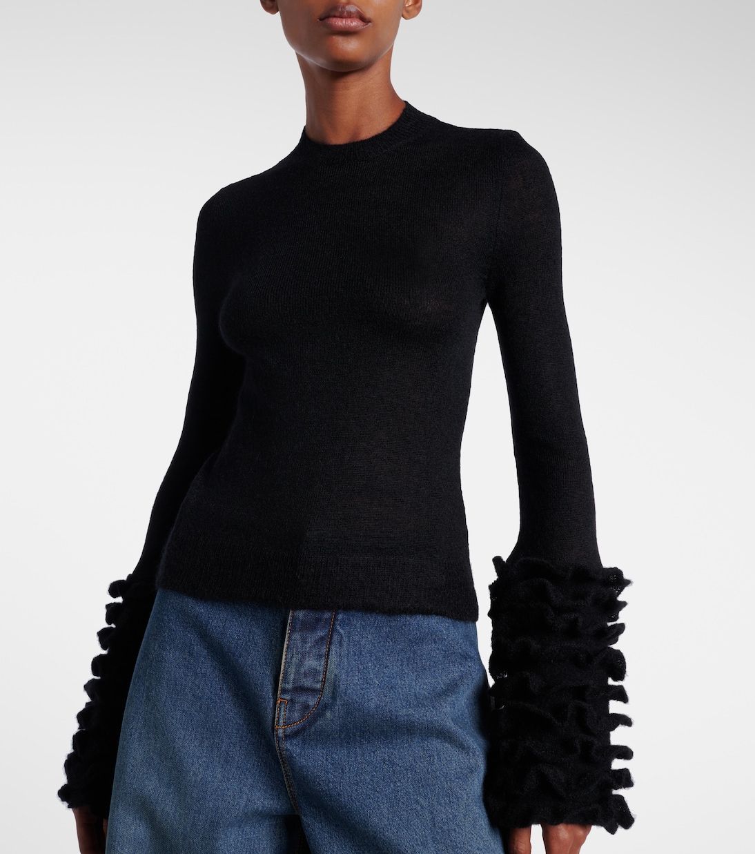 Ruffled sheer mohair-blend top | Alaïa