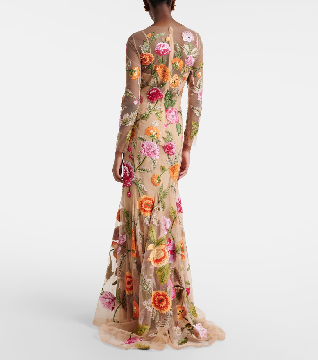 Abito lungo in tulle con stampa | Carolina Herrera