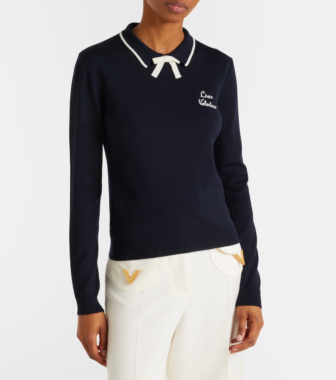 Chez Valentino virgin wool polo sweater | Valentino