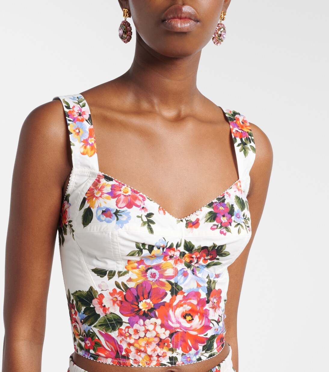 Floral cotton-blend bustier top | Dolce&Gabbana