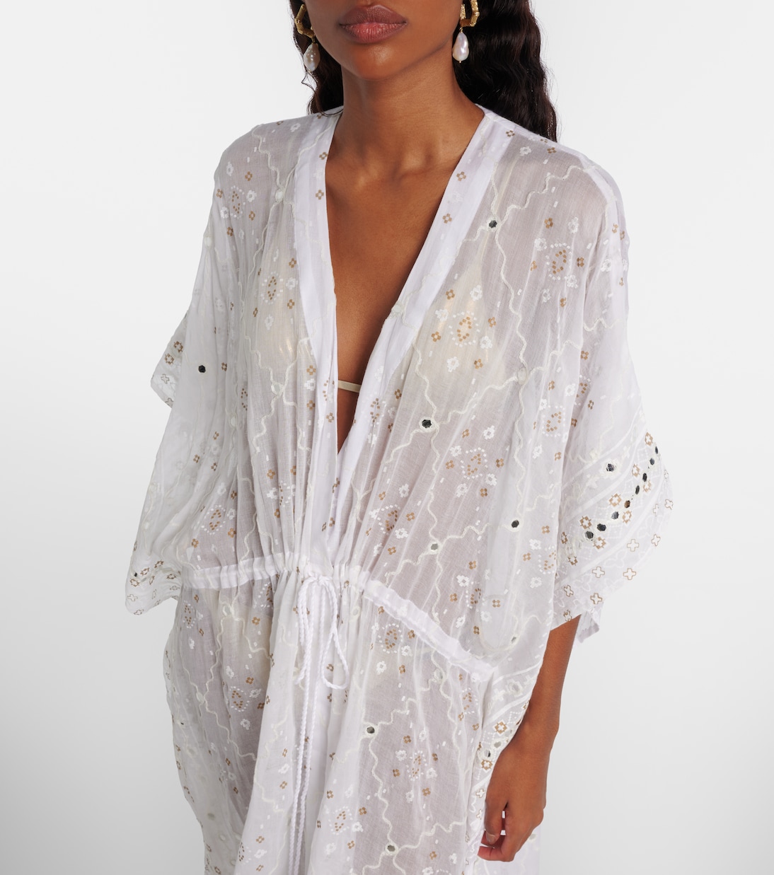 Embroidered cotton kaftan | Juliet Dunn