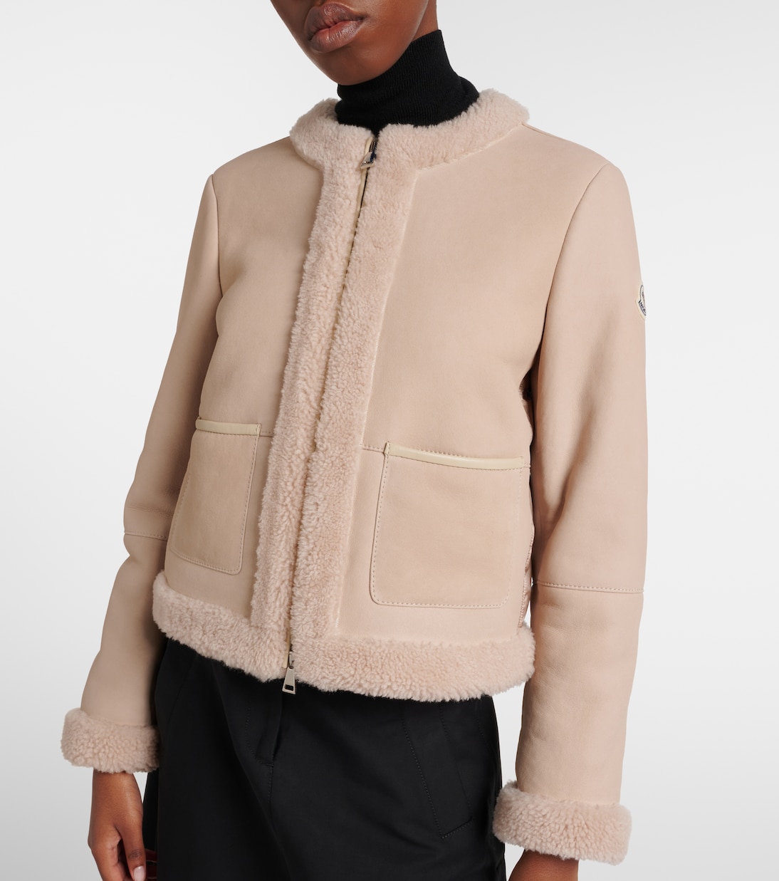 Daunenjacke aus Veloursleder mit Shearling | Moncler