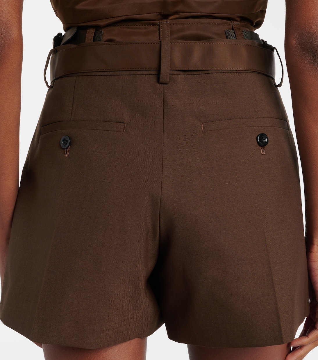 Belted satin-trimmed shorts | Sacai